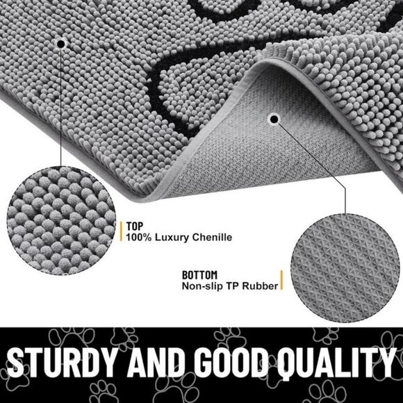 Mac & Molly Microfiber Washable Non Slip Muddy Paws Dog Mat 35" by 27" NEW - Picture 3 of 11